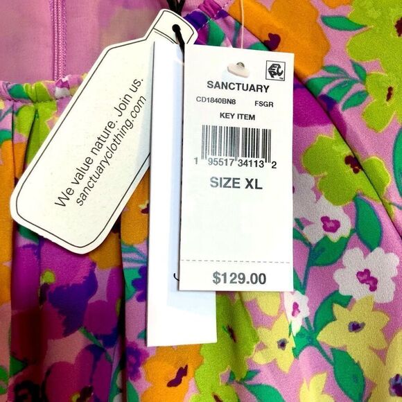 SANCTUARY - 🎉HPx2🎉 NWT - L XL Chiffon Floral Blouson Sleeve Cut-Out Mini Dress - Picture 6 of 16